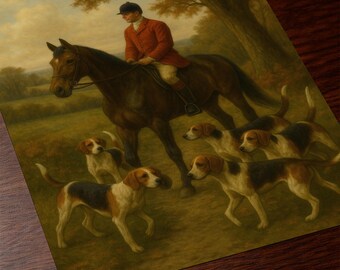 Vintage Fox Hunt Art Print | English Equestrian Scene (printed
