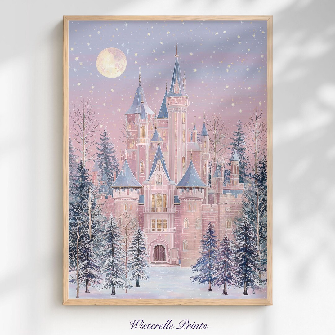 Winter Princess Castle Wall Art Print: Pastel Whimsical Fairytale Kids ...
