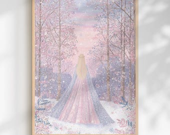 Winter Elfen Queen Wall Art Print: fantasie sprookje kinderkamer decor (digitale download)