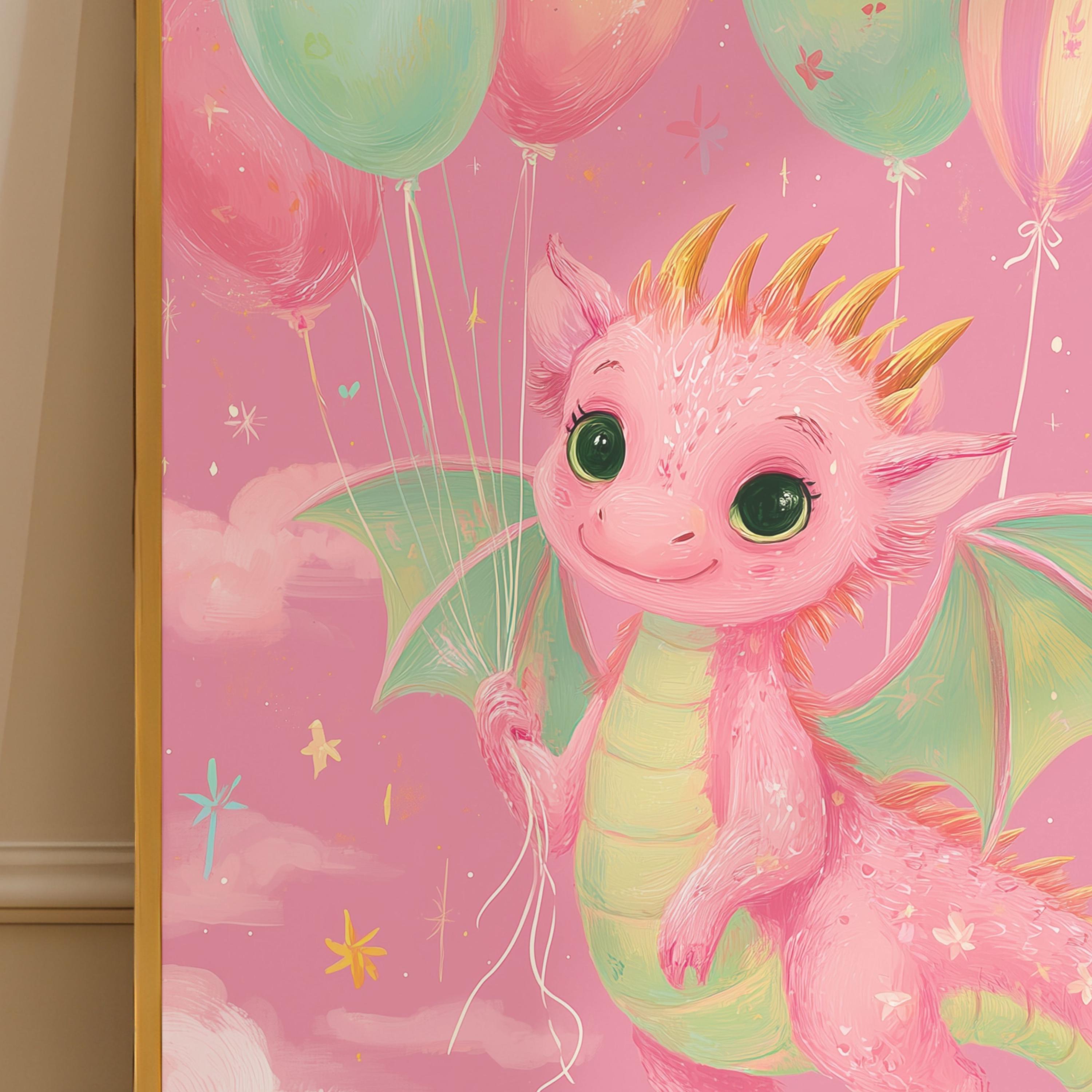Baby Dragon Wall Art Print: Pastel Whimsical Fantasy Girls Room Decor ...