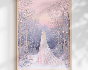 Winter Elfen Queen Wall Art Print: fantasie sprookje kinderkamer decor (digitale download)