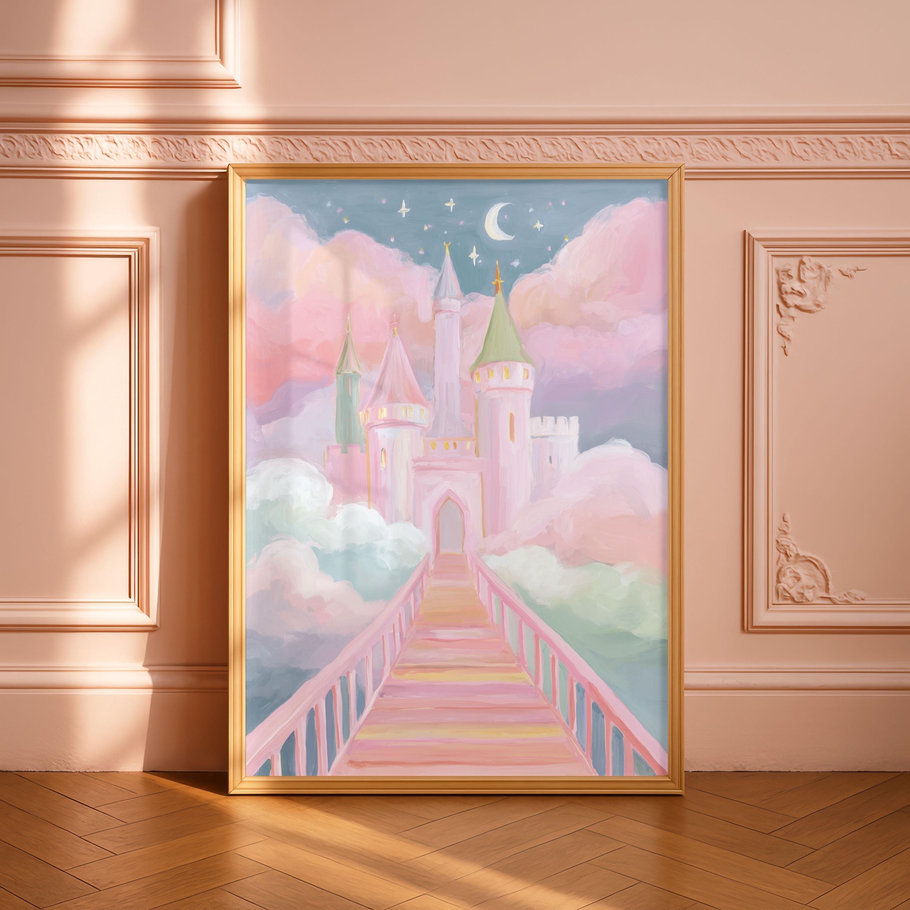 Princess Castle Night Sky Wall Art Print: Pastel Whimsical Fairytale ...