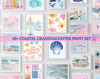 65+ Coastal Granddaughter Aesthetic Wall Art Bundle Prints: Summer Dorm Decor (Digital Download)
