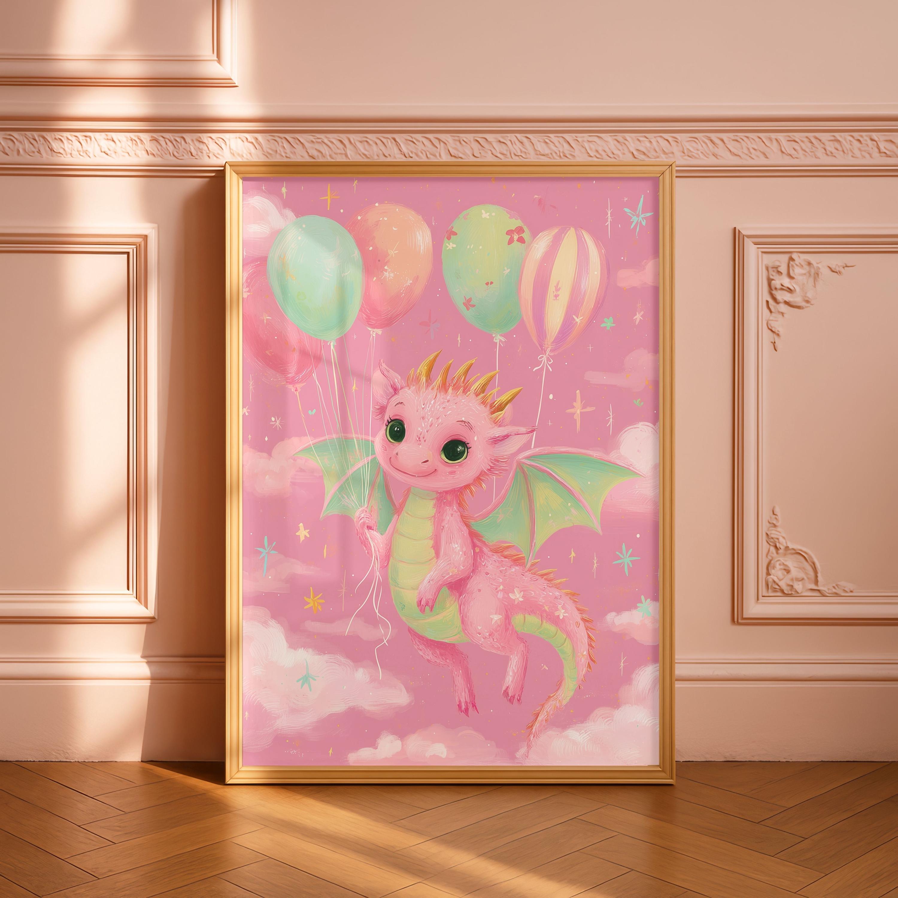 Baby Dragon Wall Art Print: Pastel Whimsical Fantasy Girls Room Decor ...
