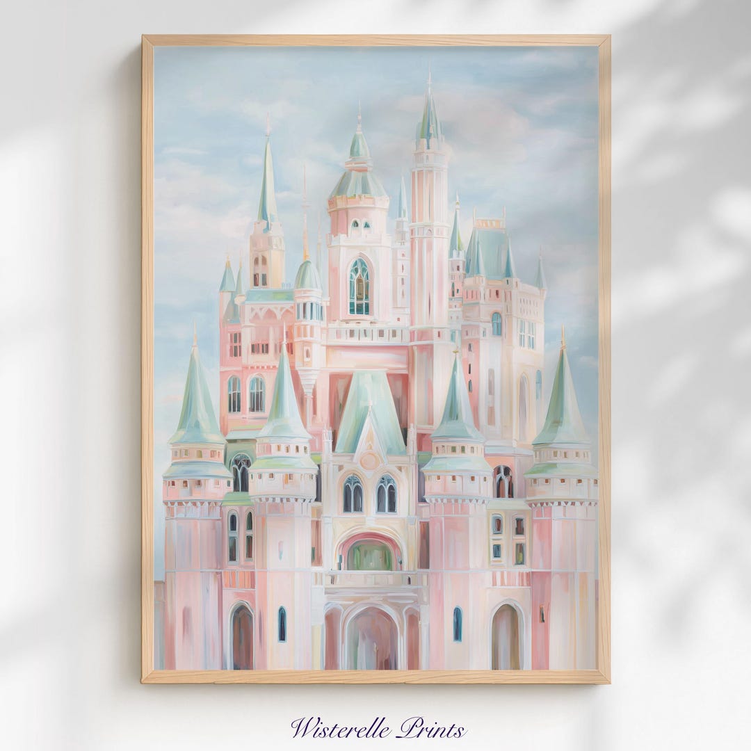 Dreamy Princess Castle Wall Art Print: Pastel Whimsical Fairytale Kids ...