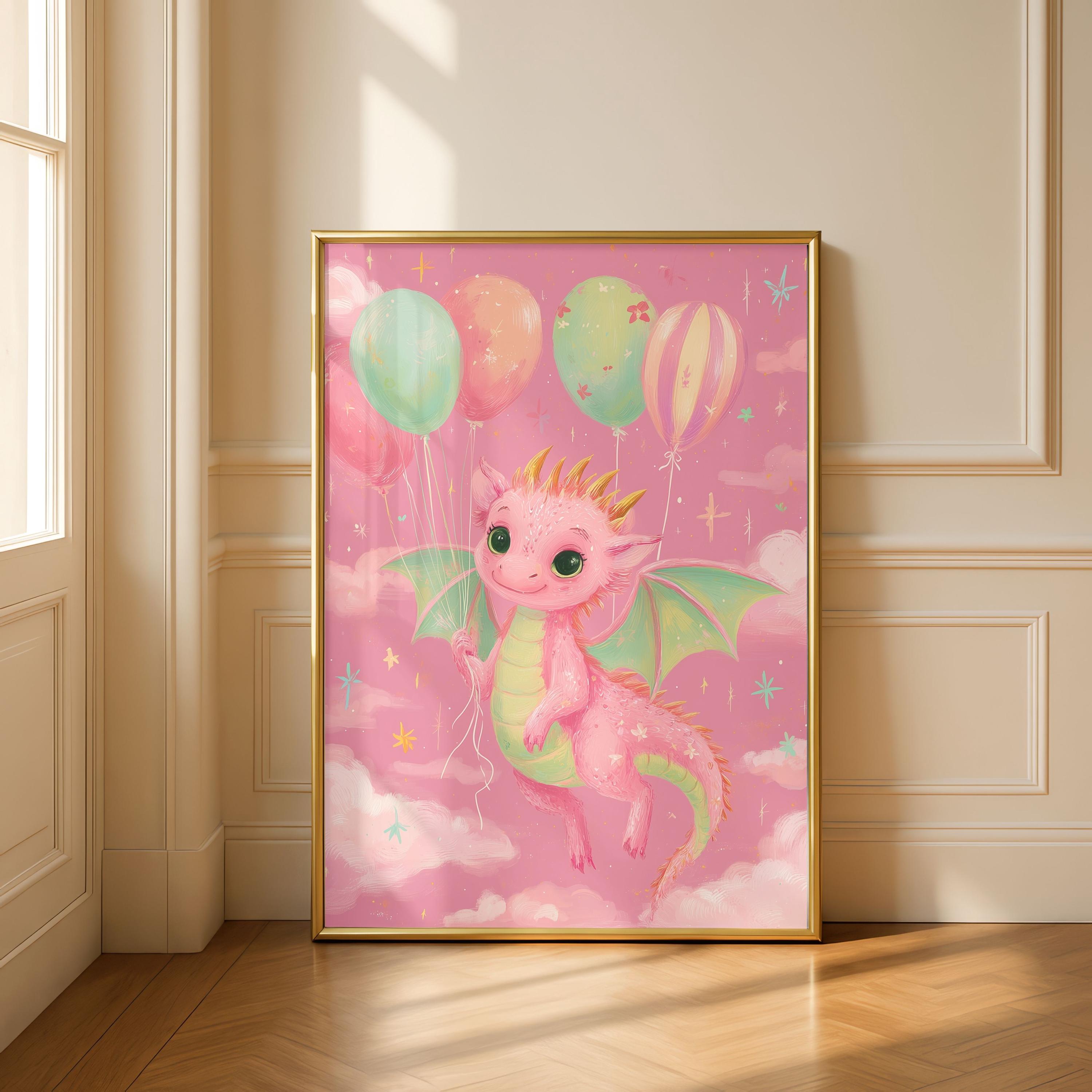 Baby Dragon Wall Art Print: Pastel Whimsical Fantasy Girls Room Decor ...