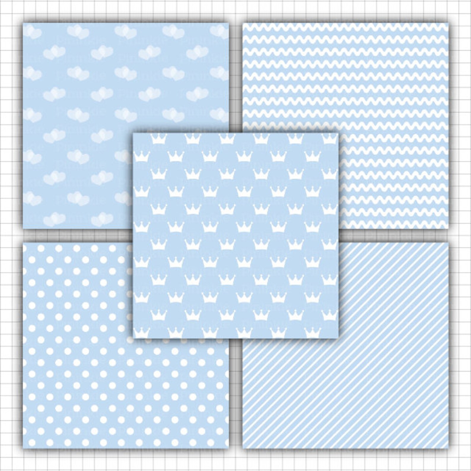 Baby Boy Digital Paper Baby Blue Scrapbooking Paper Etsy