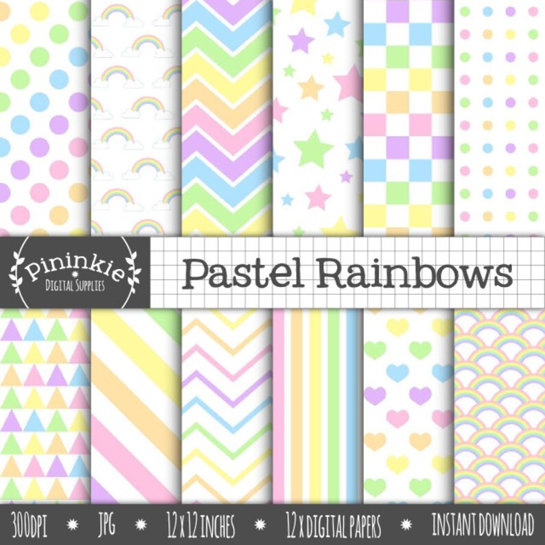 Download Pastel Rainbow Digital Paper Pastel Scrapbooking Paper | Etsy