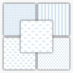 Carta digitale per bambino, Carta per scrapbooking blu per bambini, Carta per inviti, Blu pastello, Azzurro, Pois blu, Modello a strisce blu immagine 3