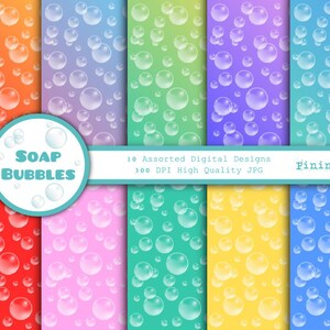 Bubbles Digital Scrapbooking Paper Bubbles Digital Paper Rainbow Scrapbook Paper Instant Download Commercial Use CU image 1