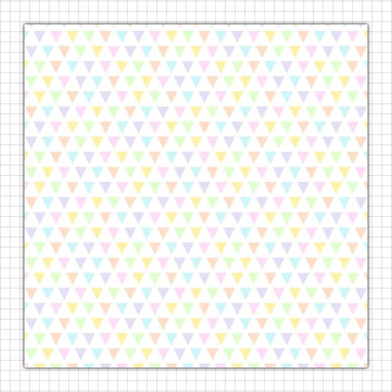 Pastel Digital Paper Pack, Triangles, Stripes, Polka Dots, Chevrons, Purple, Pink, Blue, Yellow, Green, Digital Scrapbook Paper image 2