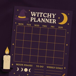 Witchy Monthly Planner | Moon Phases | Halloween Digital Download