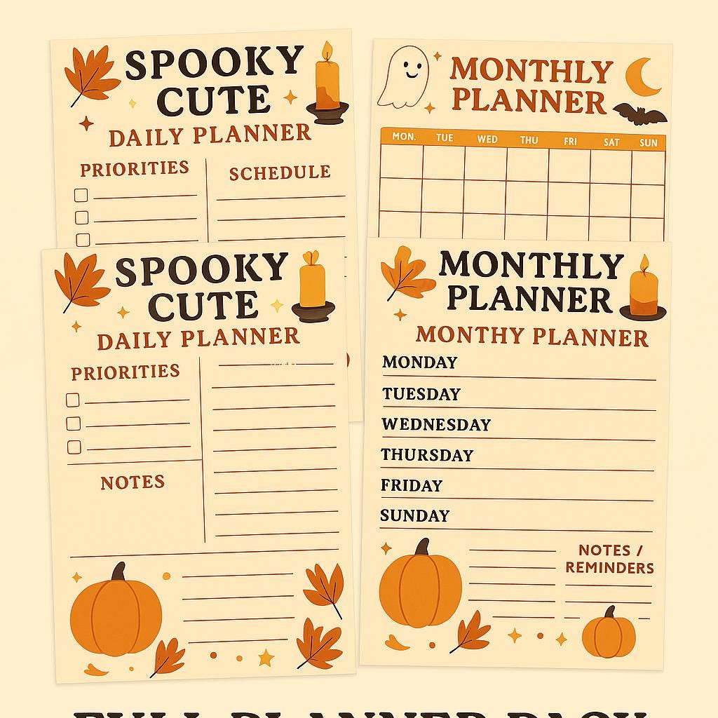 Spooky Halloween Planner Set | Printable Organizer (PDF + PNG A4 Size ...