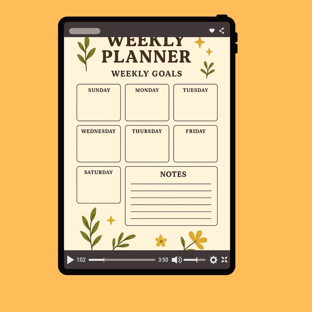 Weekly Planner Printable | Minimal A4 Weekly Goals & Notes | Floral ...