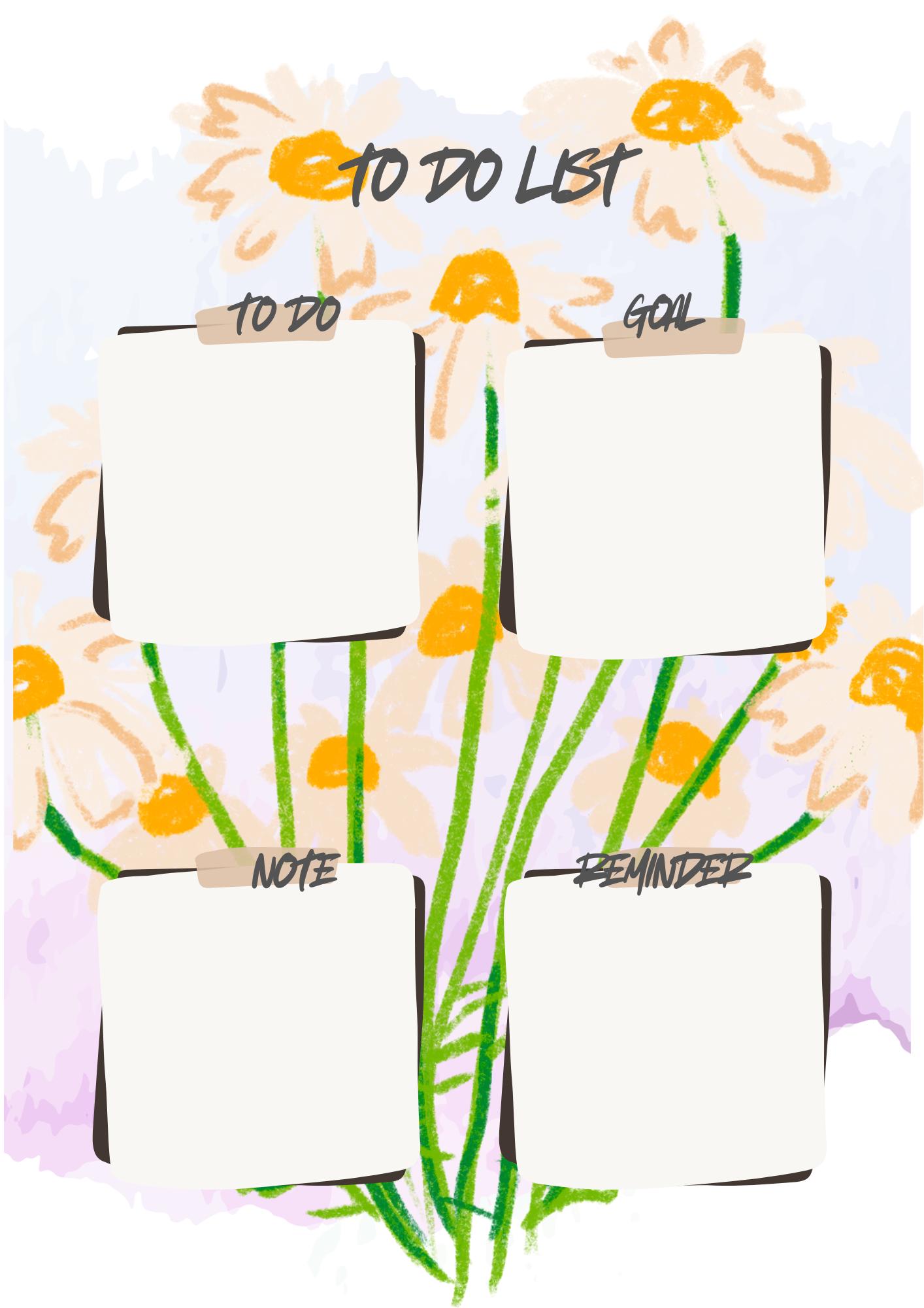 Daisy Flower to Do List | Printable Daily Planner With Goals ...