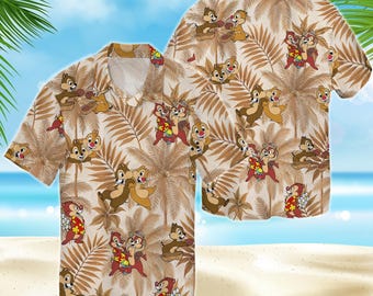 Chip And Dale Hawaiian Shirt, Love Chip And Dale Family Vacation Trip Shirt Short Sleeve Button Down Shirt, Aloha Summer Beach Shirt
