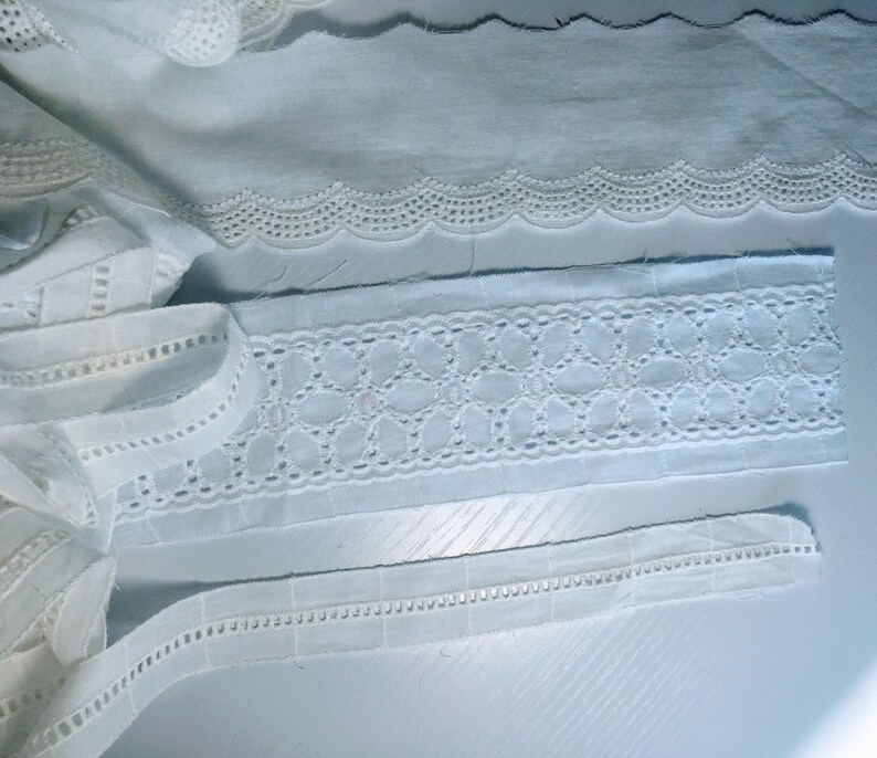Cotton Swiss embroidered insertion lace trim white by the yard Etsy