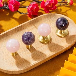 Brass Pink Crystal Drawer Knobs,Purple Dresser Knobs,Kitchen Hardware,Art Decor Cabinet Pulls