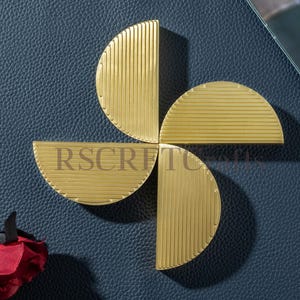 Solid Brass Semicircle Cabinet Pull:Striped Dresser Drawer Handle