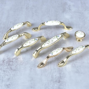 Moderne keramische bloemen ladegrepen decoratieve bloem dressoirknoppen Scandinavisch gepolijst goud kastdeurknop