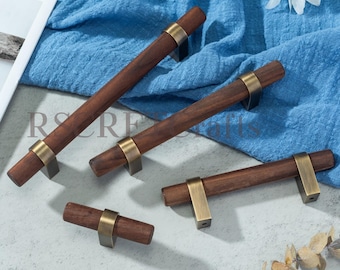 Maniglie per mobili in legno naturale personalizzabili, pomelli per cassettiere in noce e faggio, maniglie per porte di armadi e cucine
