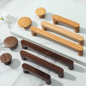 Solid Wood Cabinet Handles,White Oak Black Walnut Drawer Pulls,Minimalist Kitchen Door Knob