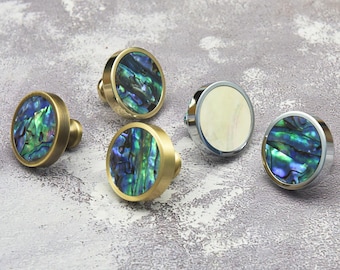 Luxe schelpladeknop: witte en groene ladekastgrepen, massief messing kastknoppen