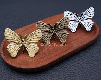 Brass Gold Butterfly Dresser Knob, Bronze Silver drawer pulls, Art Decor Cabinet Knobs