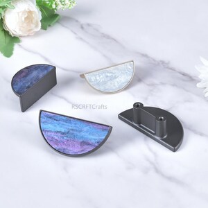 White Purple Semicircle Cabinet Pull, Resin Half Moon Kitchen Handles,Art Decor Drawer Pulls