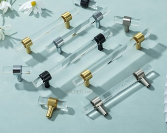 Anpassbare Acryl-Schubladenknäufe - Minimalistische Küchenschrankknöpfe in Schwarz, gebürstetem Nickel und Messing