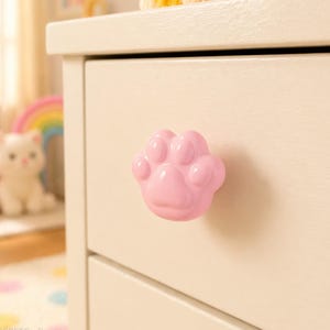 Colorful Cat Paw Knob, Cute Dresser Drawer Knob, Cabinet Knob for Kids Room, Nursery Furniture Hardware, Gift for Cat Lover