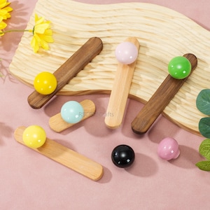 Colorful Candy Ball Drawer Knobs,Beech Black Walnut Back plate,Nursery Room Home Decor