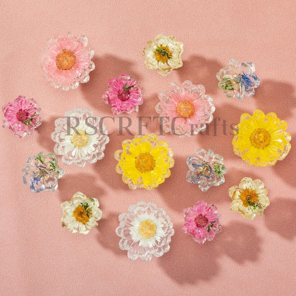 Colorful Flower Dresser Knobs:White Blue Pink drawer knobs,Mini Resin Cabinet Knob
