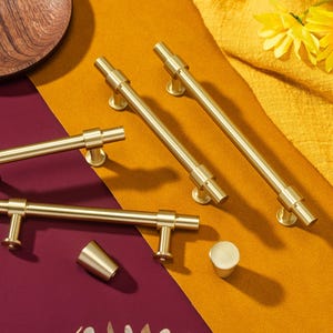 Brushed Brass Gold Drawer Pull: Modern Cabinet Door Handle Knob, Nordic Kitchen Hardware