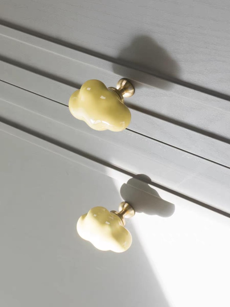 Ceramiczne gałki do szuflad w kształcie chmurek dla dzieci, kolorowe ceramiczne uchwyty do szafek, wystrój pokoju dziecięcego zdjęcie 8