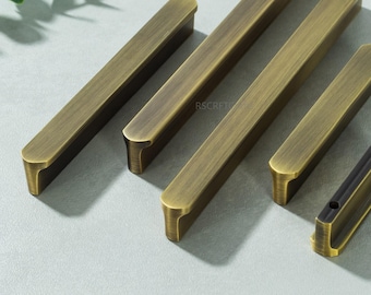 Minimalistyczna gałka do szuflady w kolorze antycznego brązu, uchwyty do szafek w stylu vintage, mosiężne okucia kuchenne