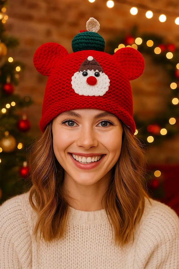Handmade Knitted Crochet Beanie Santa Hat Winter Holiday Festive Accessory Amazon.com: Liitrsh 10 Pcs Santa Hats Unisex Christmas  main image 3