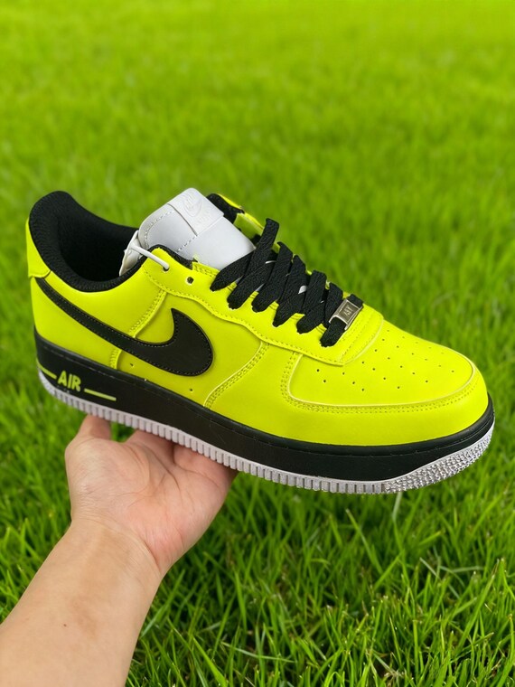 Custom Neon Yellow Air Force 1 – Black Swoosh Streetwear 