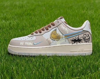 Zapatillas Air Force 1 pintadas a mano: zapatos góticos con calavera y murciélago