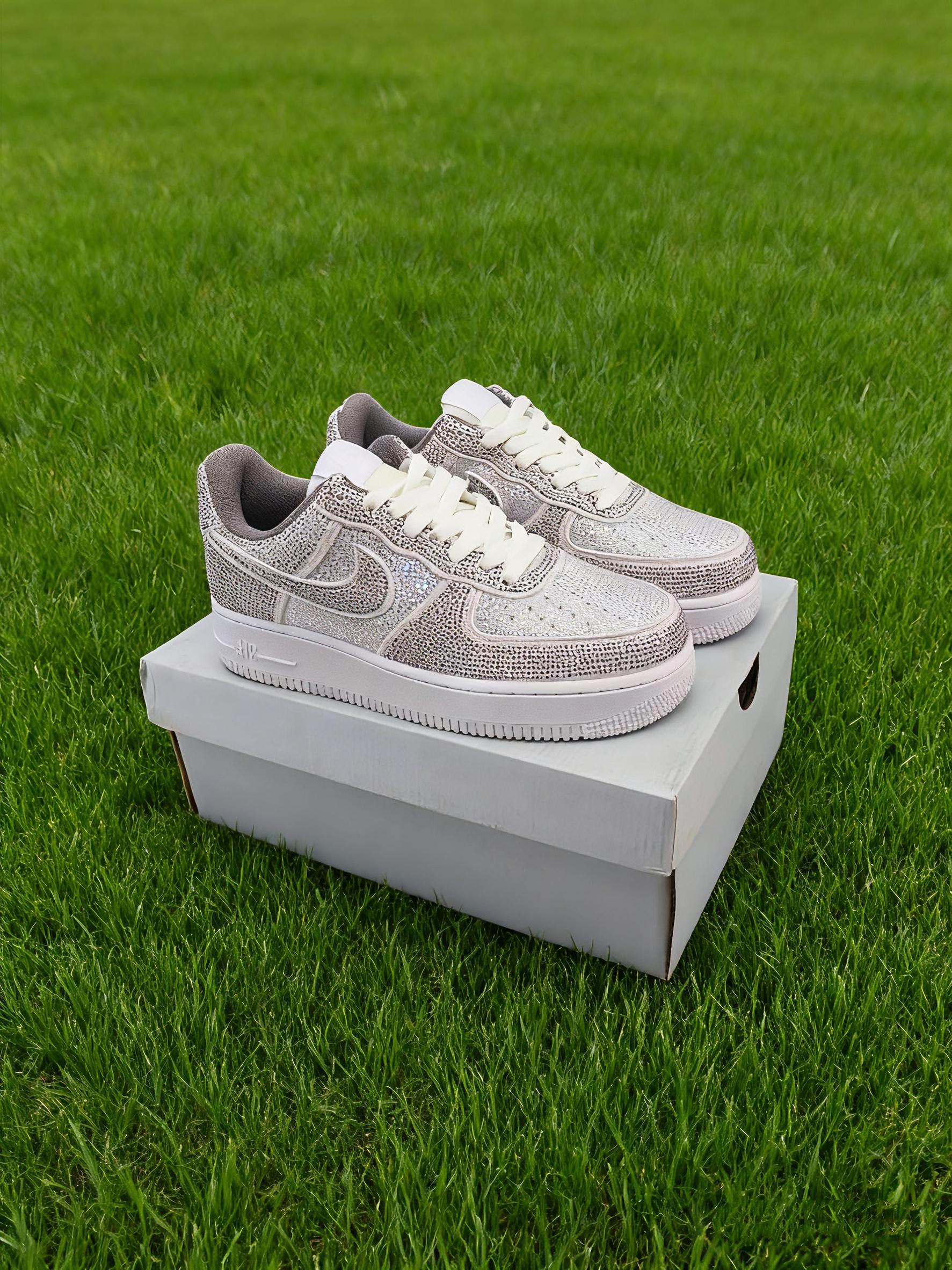 Sneaker Glitzer Nike Air Force Damen Grau Glitzer Shoes Sneaker