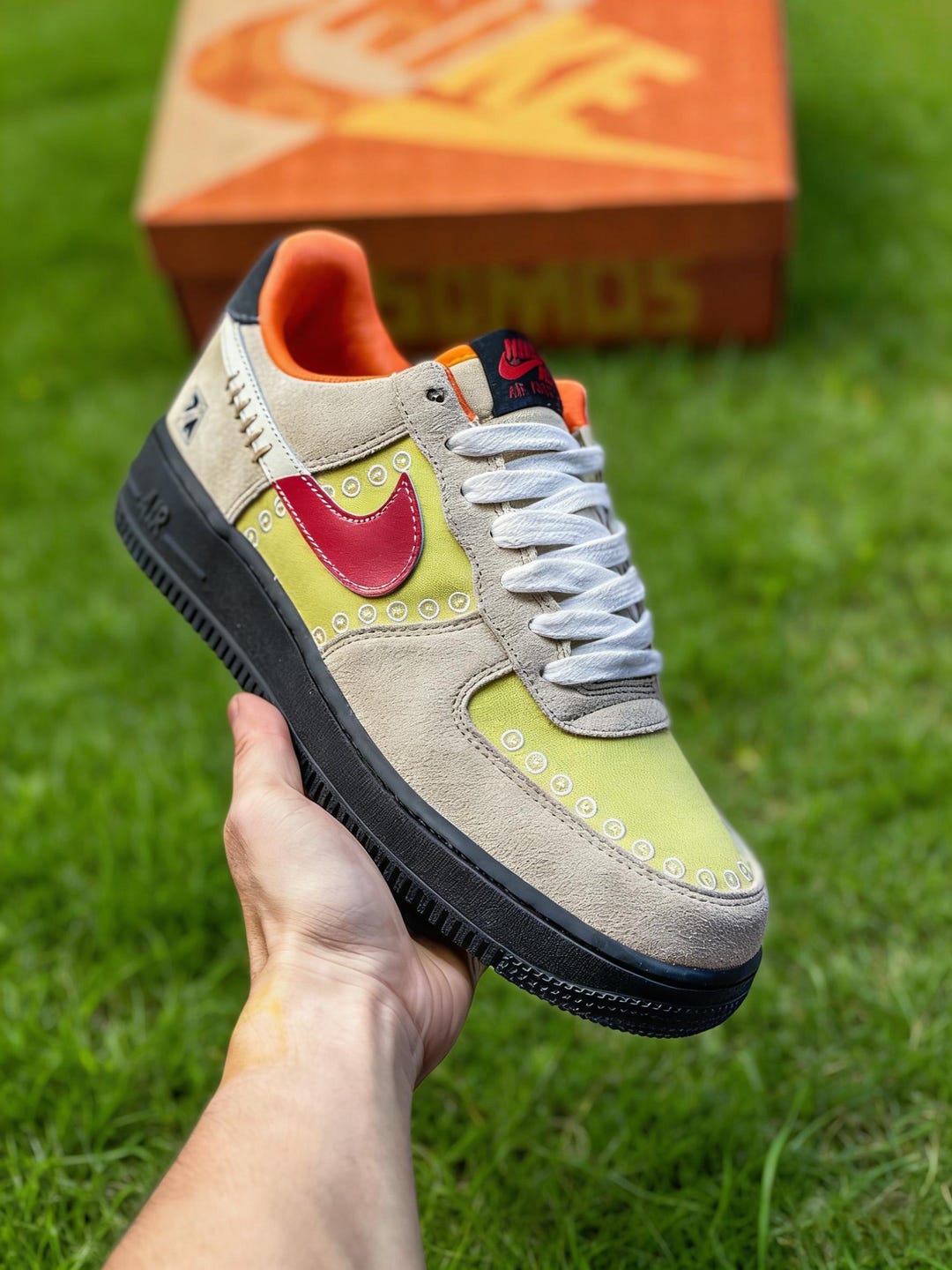 Custom Air Force 1 Low Sneakers, Hand Painted Shoes, Retro Color Block ...