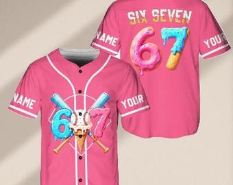 Personalized Ice Cream Drip Baseball Jersey, Custom Name Gen Alpha Outfit, Trendy Summer Baseball Shirt