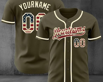 Personalized Patriotic Baseball Jersey Shirt – Custom Name & Number, Vintage Style, Unisex Button-Up Game Day Tee