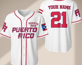 Personalized Puerto Rico Baseball Jersey – Custom Name & Number, 3D Puerto Rican Flag Design