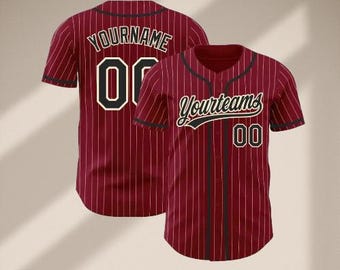 Personalized Pinstripe Baseball Jersey, Custom Team Uniform for Sports Fans
