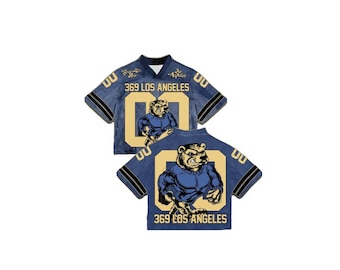 Los Angeles Bear Crop Football Jersey – Vintage Mesh Sports Top, Blue Streetwear Jersey Shirt