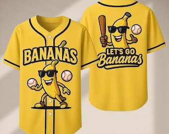 Funny Banana Baseball Jersey, Let’s Go Bananas Shirt, Fun Baseball Fan Jersey, Humorous Team Game Day Outfit