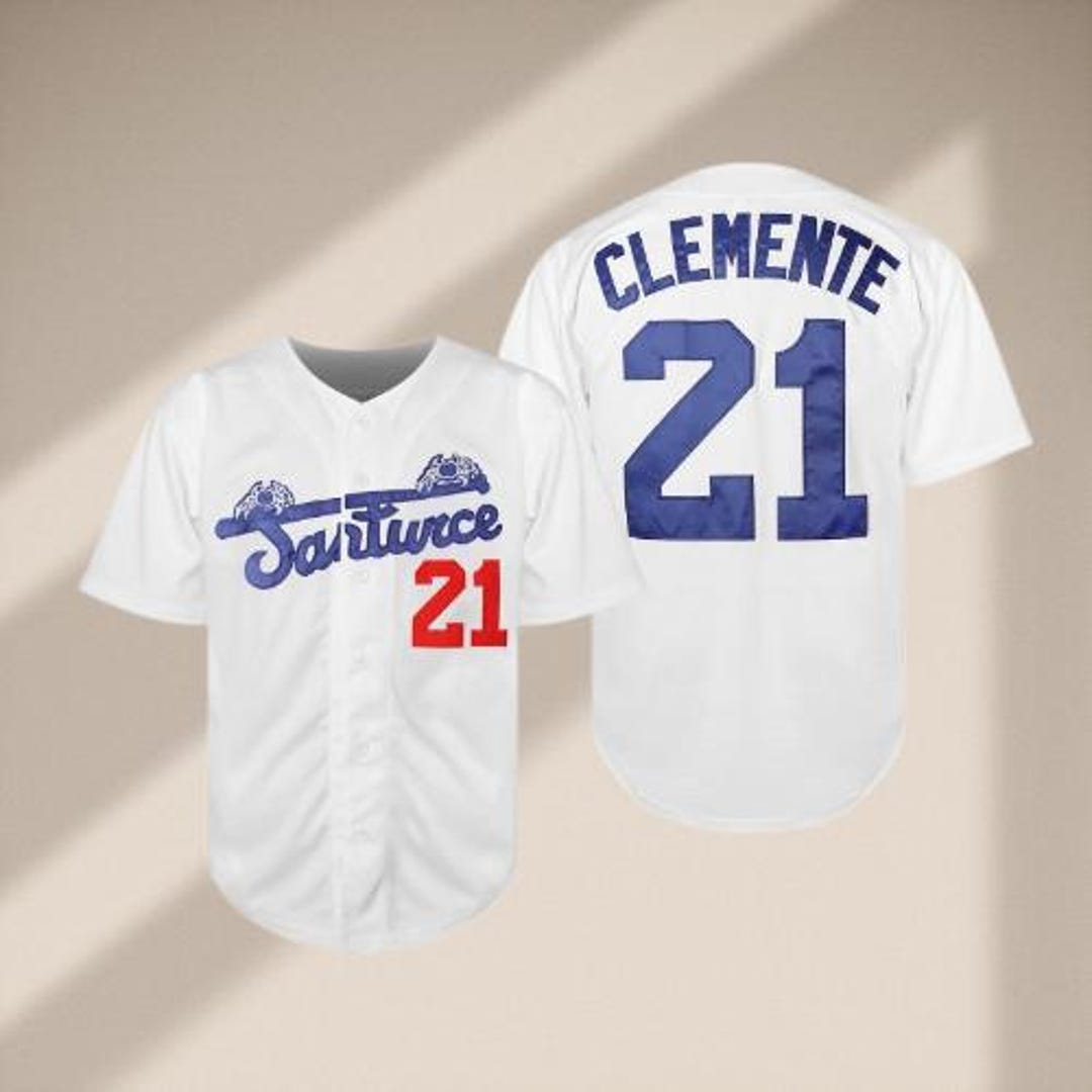 NO BAYSTARS,NO LIFE. Tシャツ ホワイト×ロイヤルブルー L Roberto Clemente Baseball Jersey Santurce Crabbers Puerto Rico