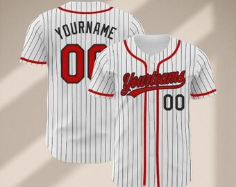 Personalized Pinstripe Baseball Jersey – Custom Team Uniform Shirt, Custom Name & Number Sports Jersey.