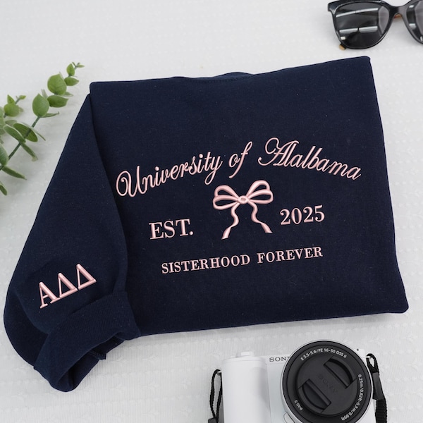 Embroidered Sorority Sweatshirt, Custom Girl’s Trip 2026 Crewneck, Coquette Bow Sweater, Besties Gift for Her, Matching Outfits